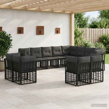 Set di divani da esterno Nero e Grigio scuro Poliestere | homemem39