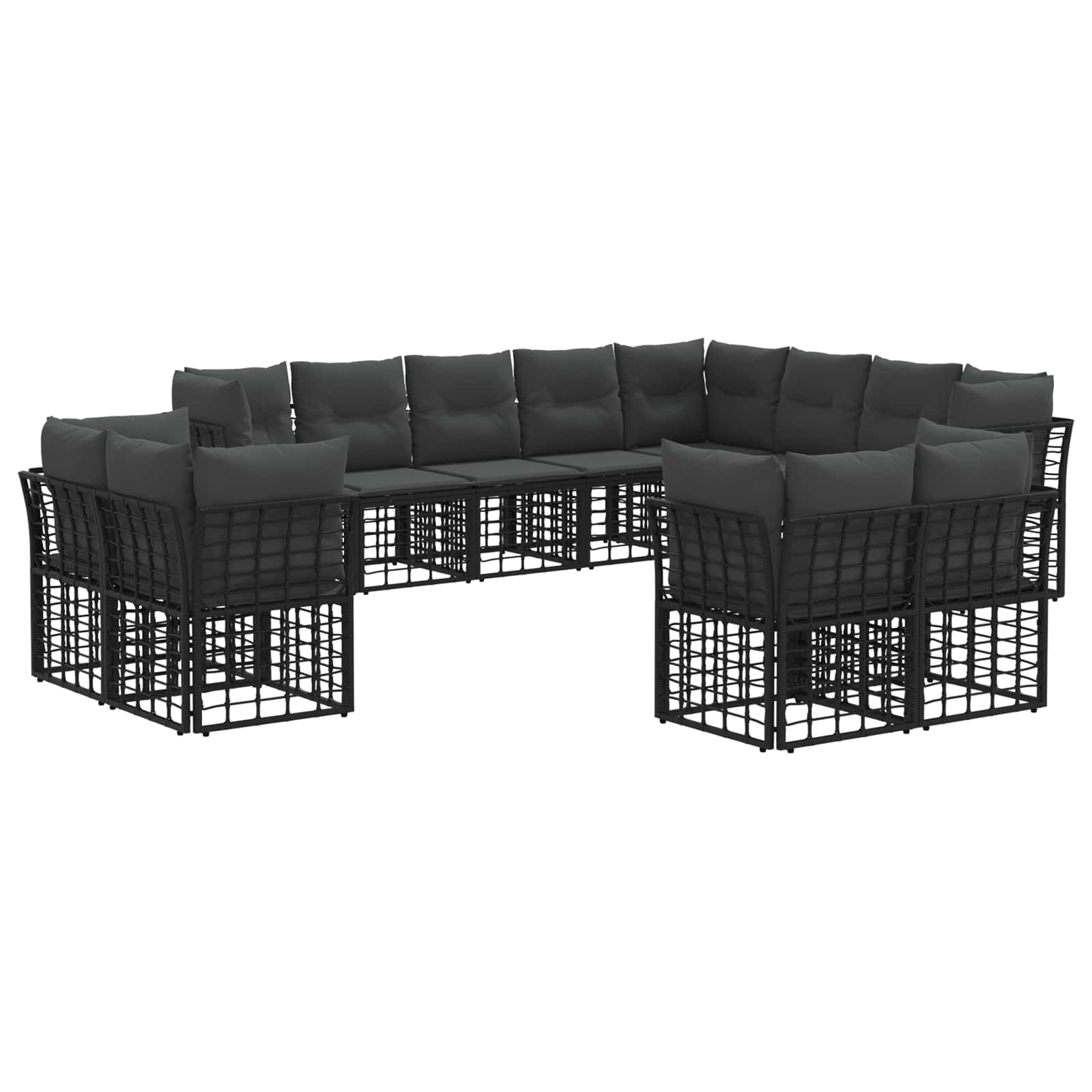 Set di divani da esterno Nero e Grigio scuro Poliestere | homemem39