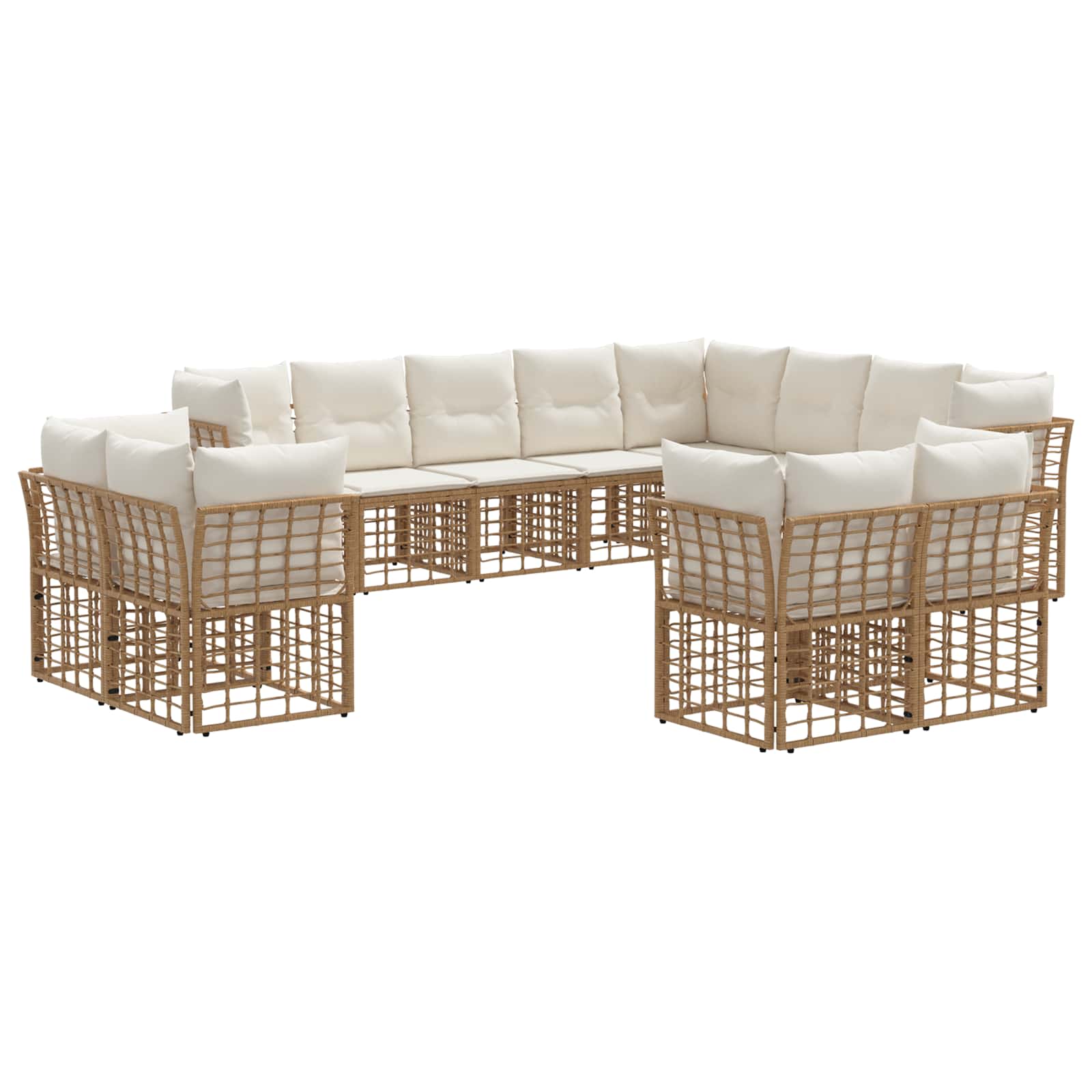 Set di divani da esterno Naturale e Bianco Crema Poliestere | homemem39