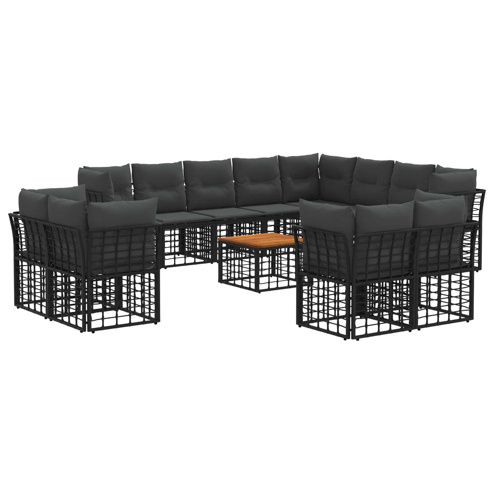 Set di divani da esterno 13 pcs Nero e Grigio scuro Poliestere | homemem39