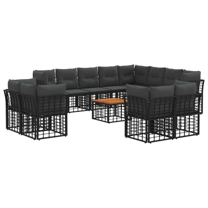 Set di divani da esterno 13 pcs Nero e Grigio scuro Poliestere | homemem39