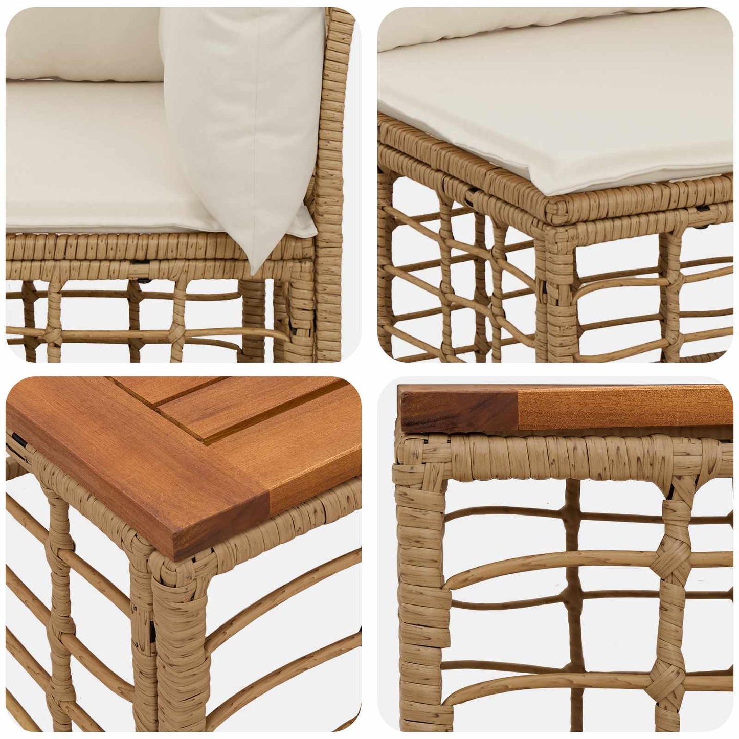 Set di divani da esterno 13 pcs Naturale e Bianco Crema | homemem39