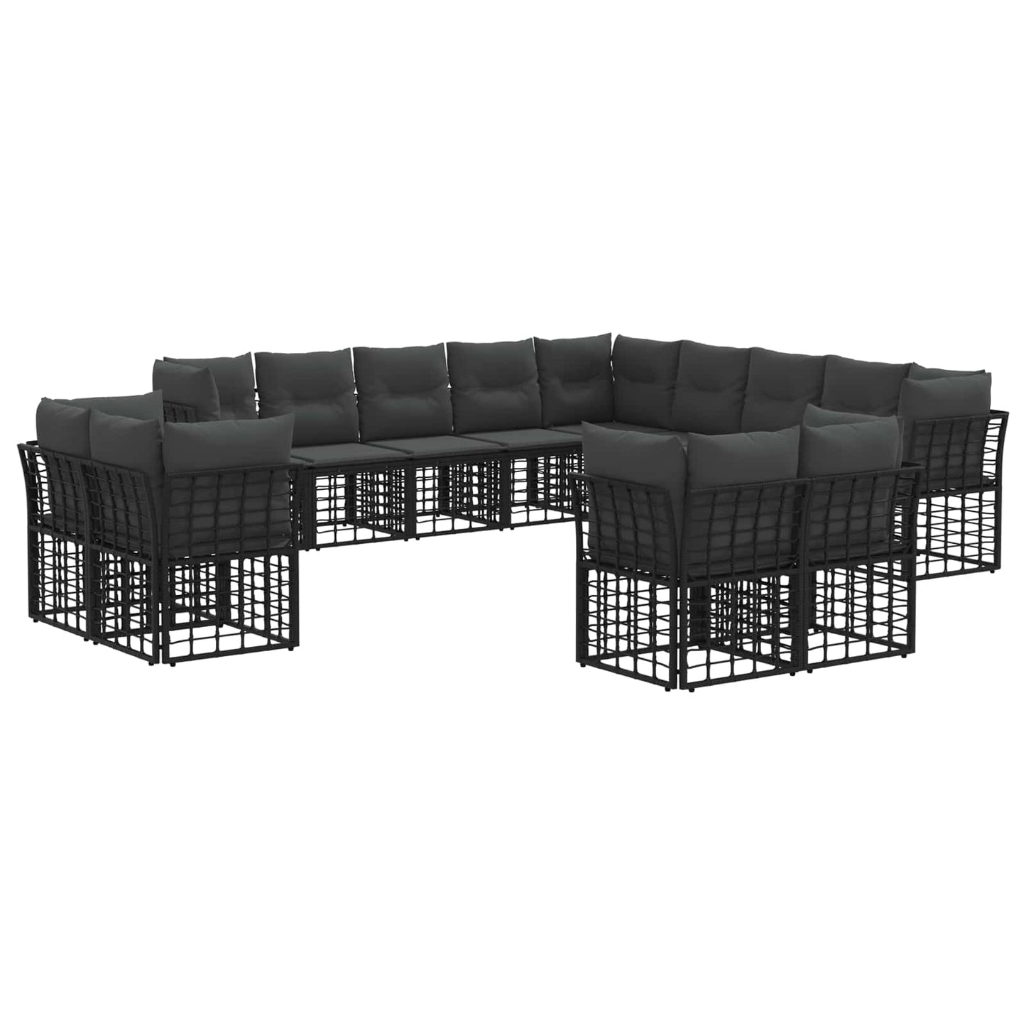 Set di divani da esterno Nero e Grigio scuro Poliestere | homemem39