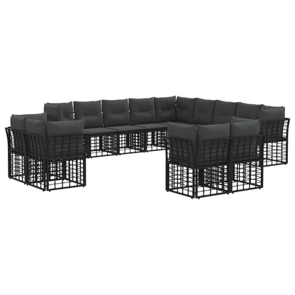 Set di divani da esterno Nero e Grigio scuro Poliestere | homemem39