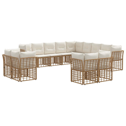 Set di divani da esterno Naturale e Bianco Crema Poliestere | homemem39