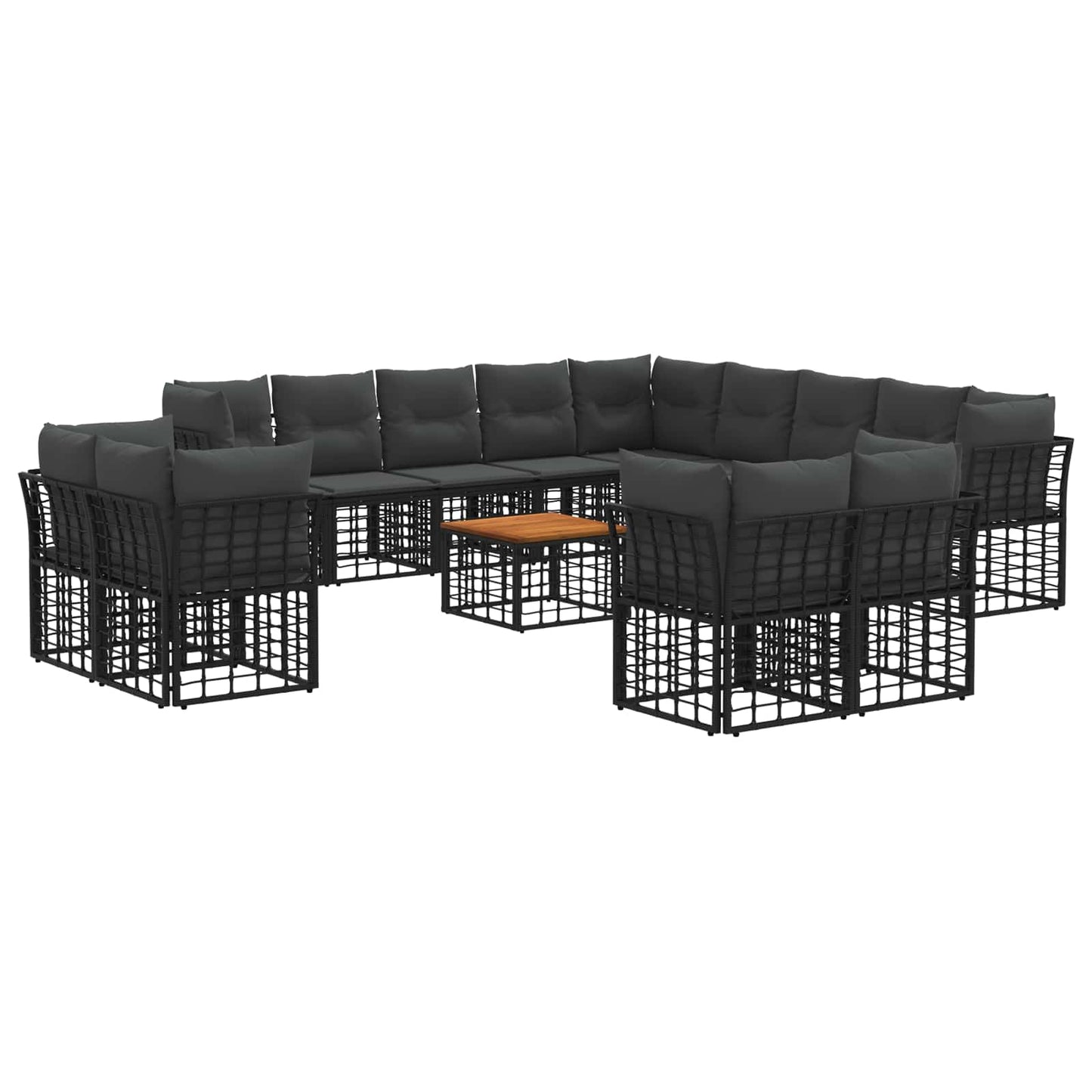 Set di divani da esterno 14 pcs Nero e Grigio scuro Poliestere | homemem39