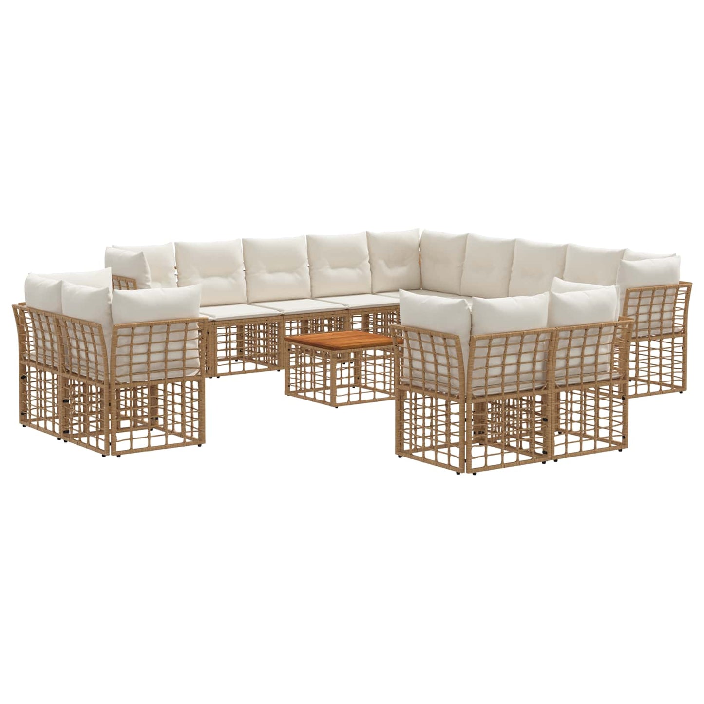 Set di divani da esterno 14 pcs Naturale e Bianco Crema | homemem39