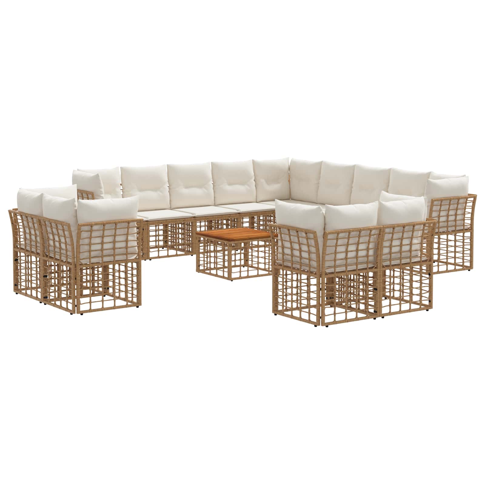 Set di divani da esterno 14 pcs Naturale e Bianco Crema | homemem39