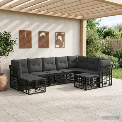 Set di divani da esterno Nero e Grigio scuro Poliestere | homemem39