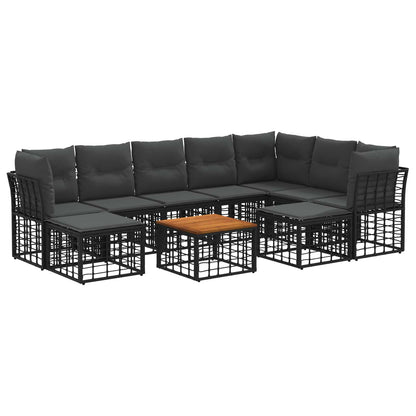 Set di divani da esterno 10 pcs Nero e Grigio scuro Poliestere | homemem39
