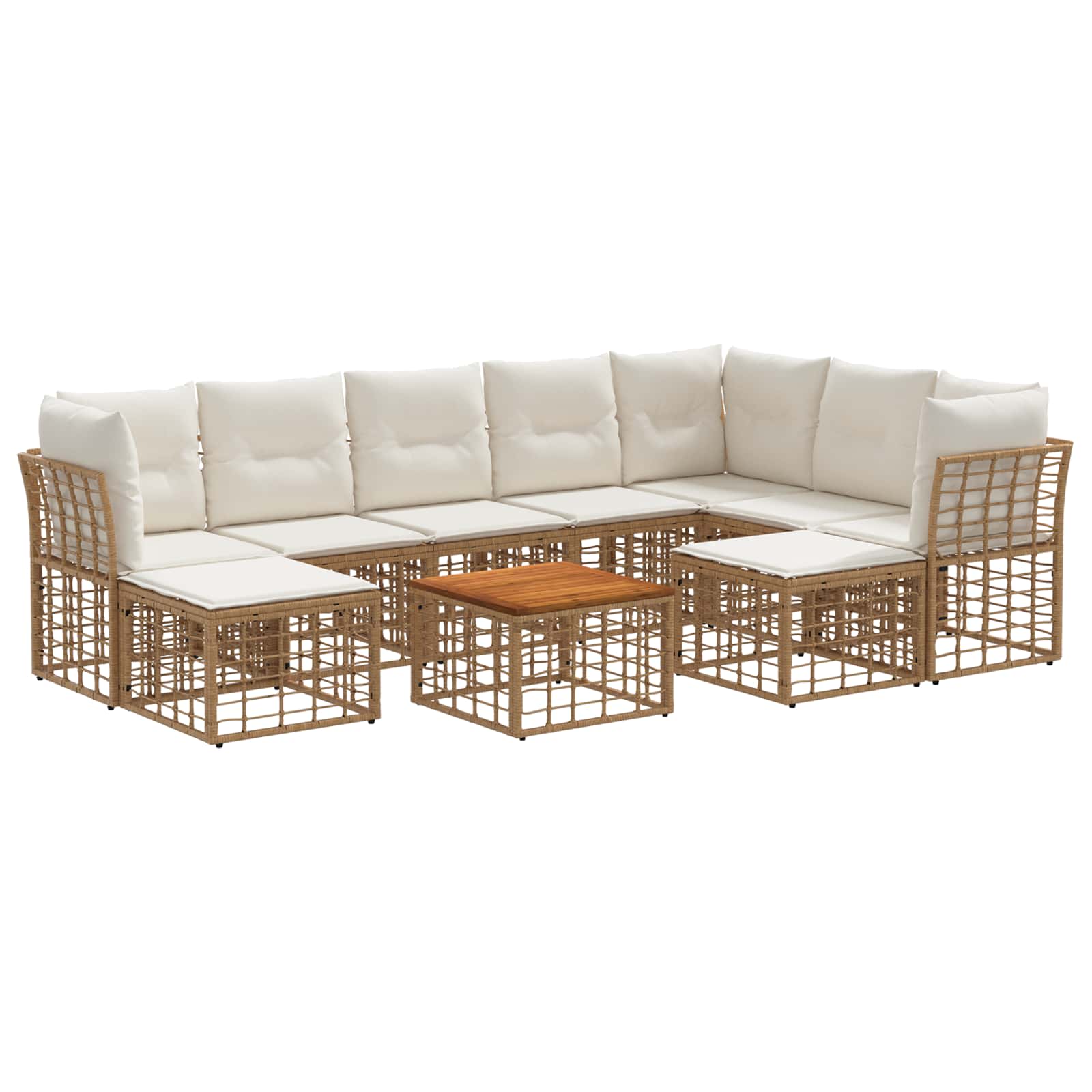 Set di divani da esterno 10 pcs Naturale e Bianco Crema | homemem39