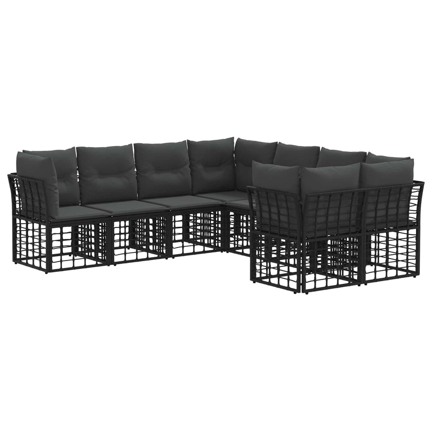 Set di divani da esterno 8 pcs Nero e Grigio scuro Poliestere | homemem39