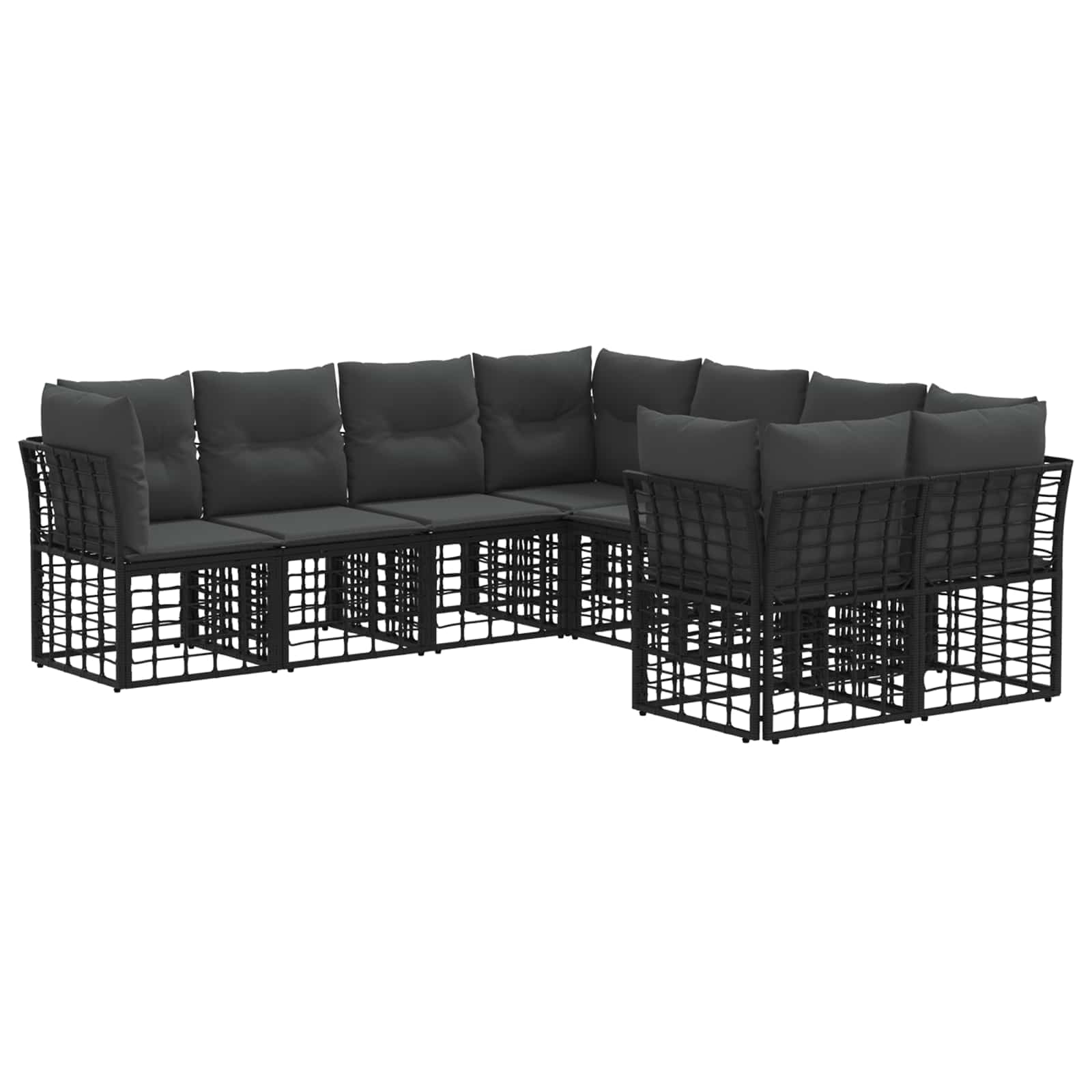 Set di divani da esterno 8 pcs Nero e Grigio scuro Poliestere | homemem39