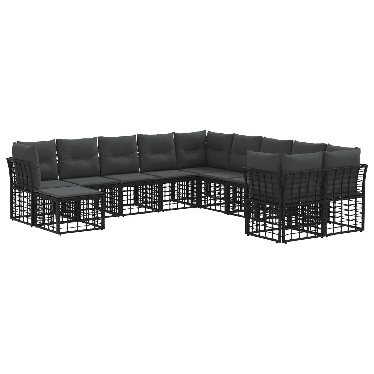 Set di divani da esterno 11 pcs Nero e Grigio scuro Poliestere | homemem39