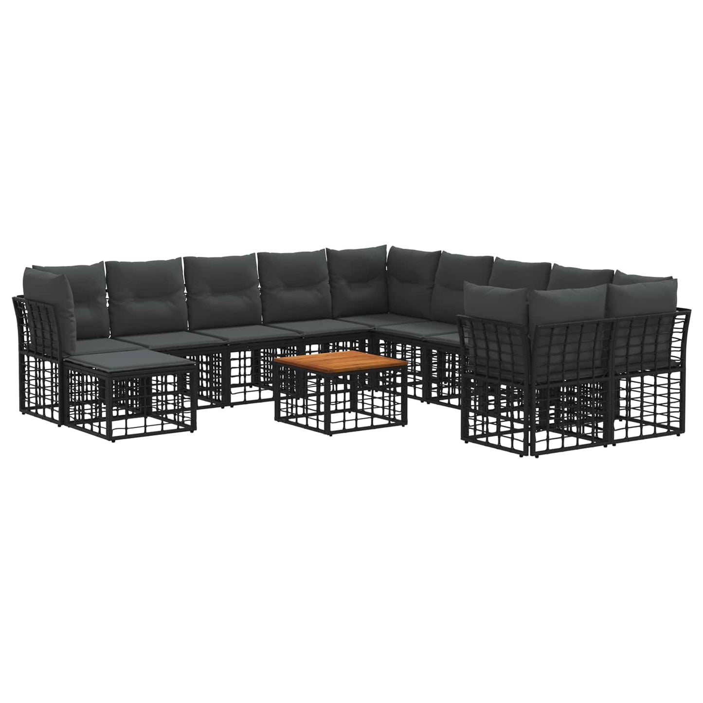 Set di divani da esterno 12 pcs Nero e Grigio scuro Poliestere | homemem39