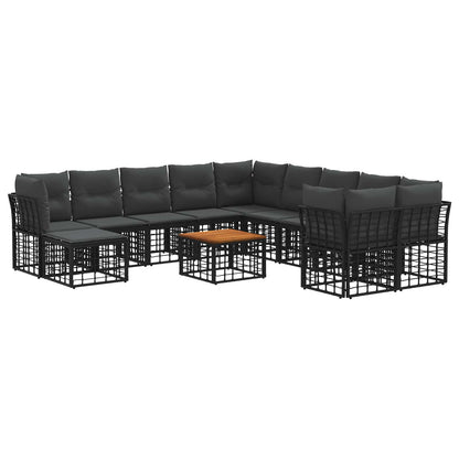 Set di divani da esterno 12 pcs Nero e Grigio scuro Poliestere | homemem39