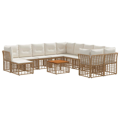 Set di divani da esterno 12 pcs Naturale e Bianco Crema | homemem39