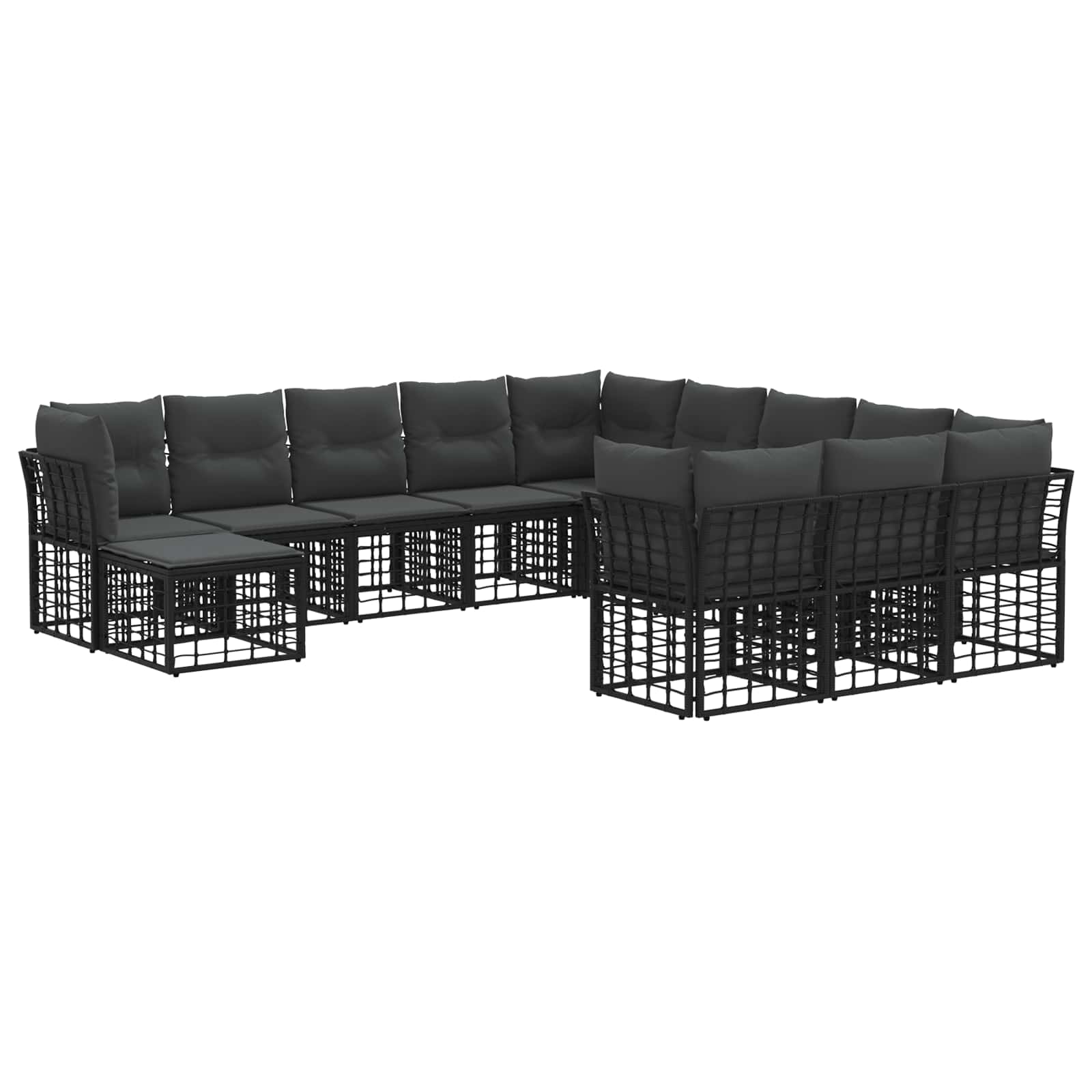 Set di divani da esterno 12 pcs Nero e Grigio scuro Poliestere | homemem39