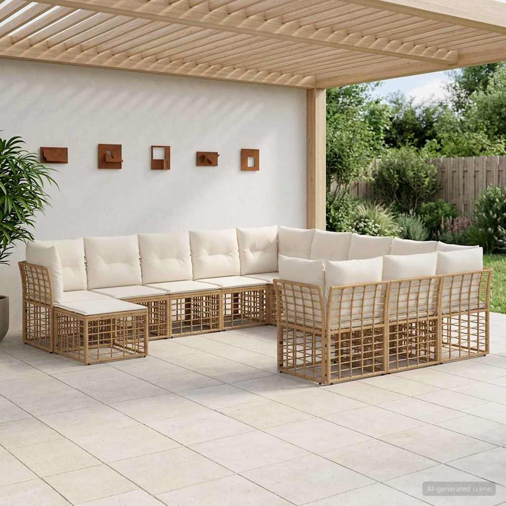 Set di divani da esterno 12 pcs Naturale e Bianco Crema | homemem39