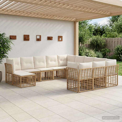 Set di divani da esterno 12 pcs Naturale e Bianco Crema | homemem39