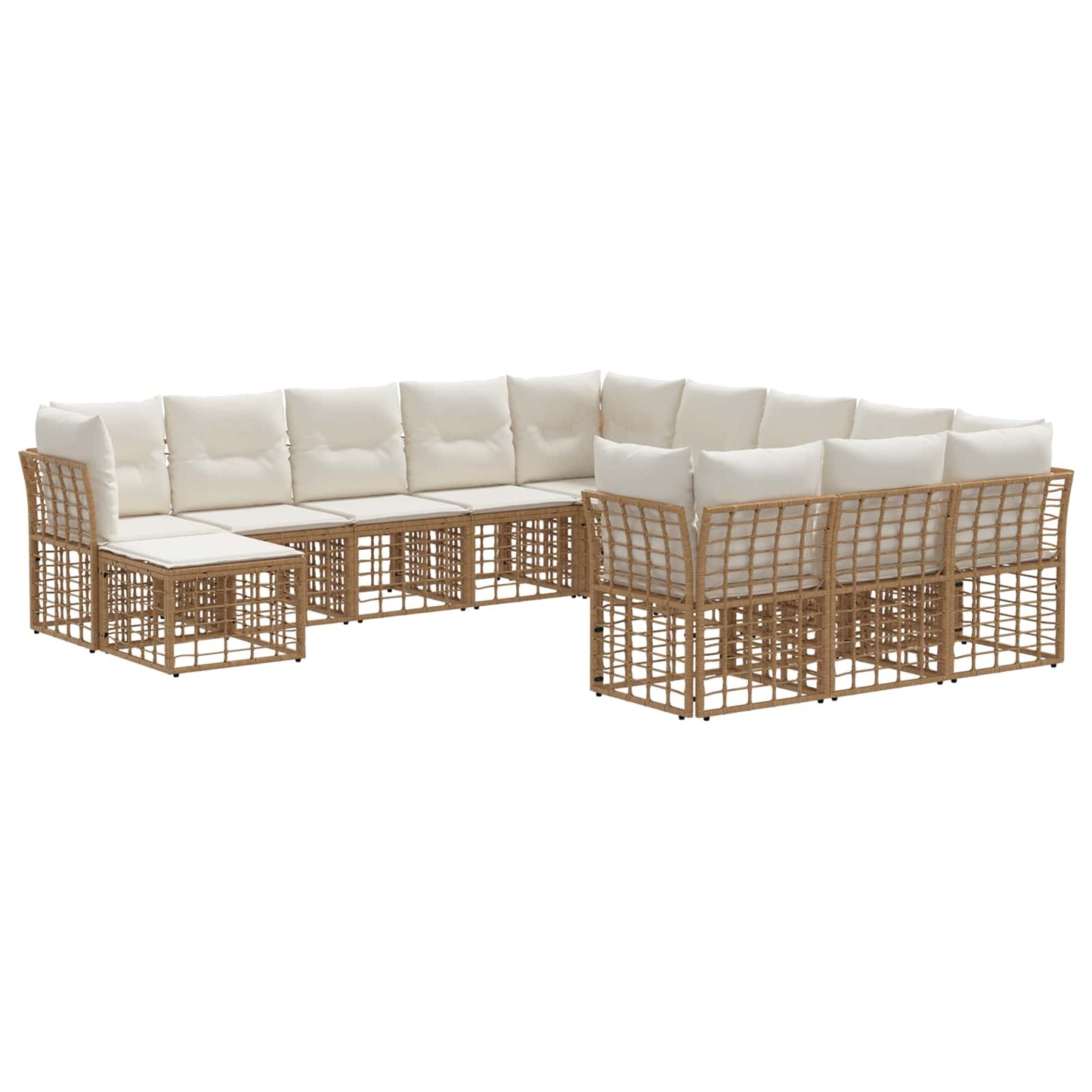 Set di divani da esterno 12 pcs Naturale e Bianco Crema | homemem39