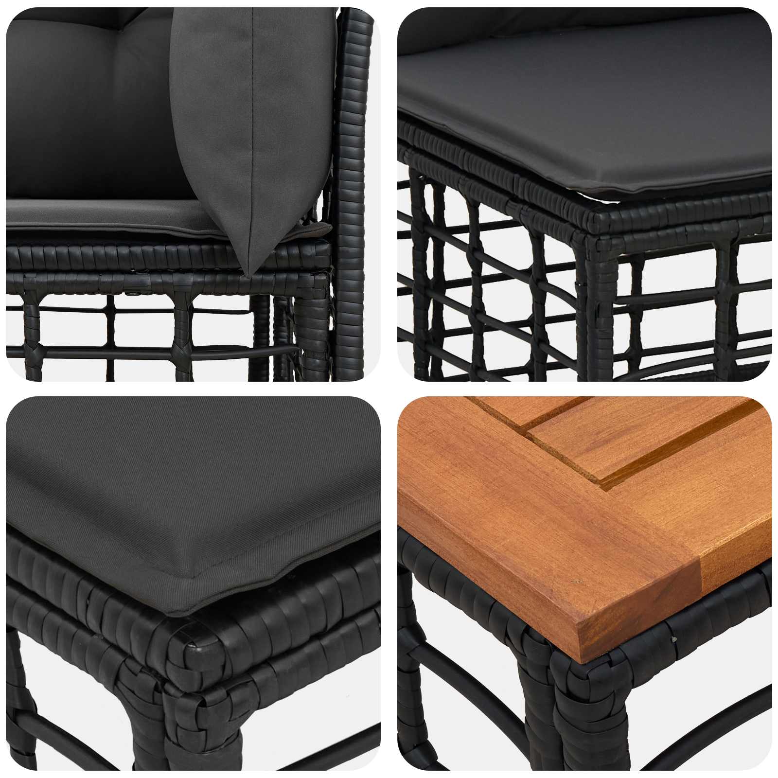 Set di divani da esterno 13 pcs Nero e Grigio scuro Poliestere | homemem39