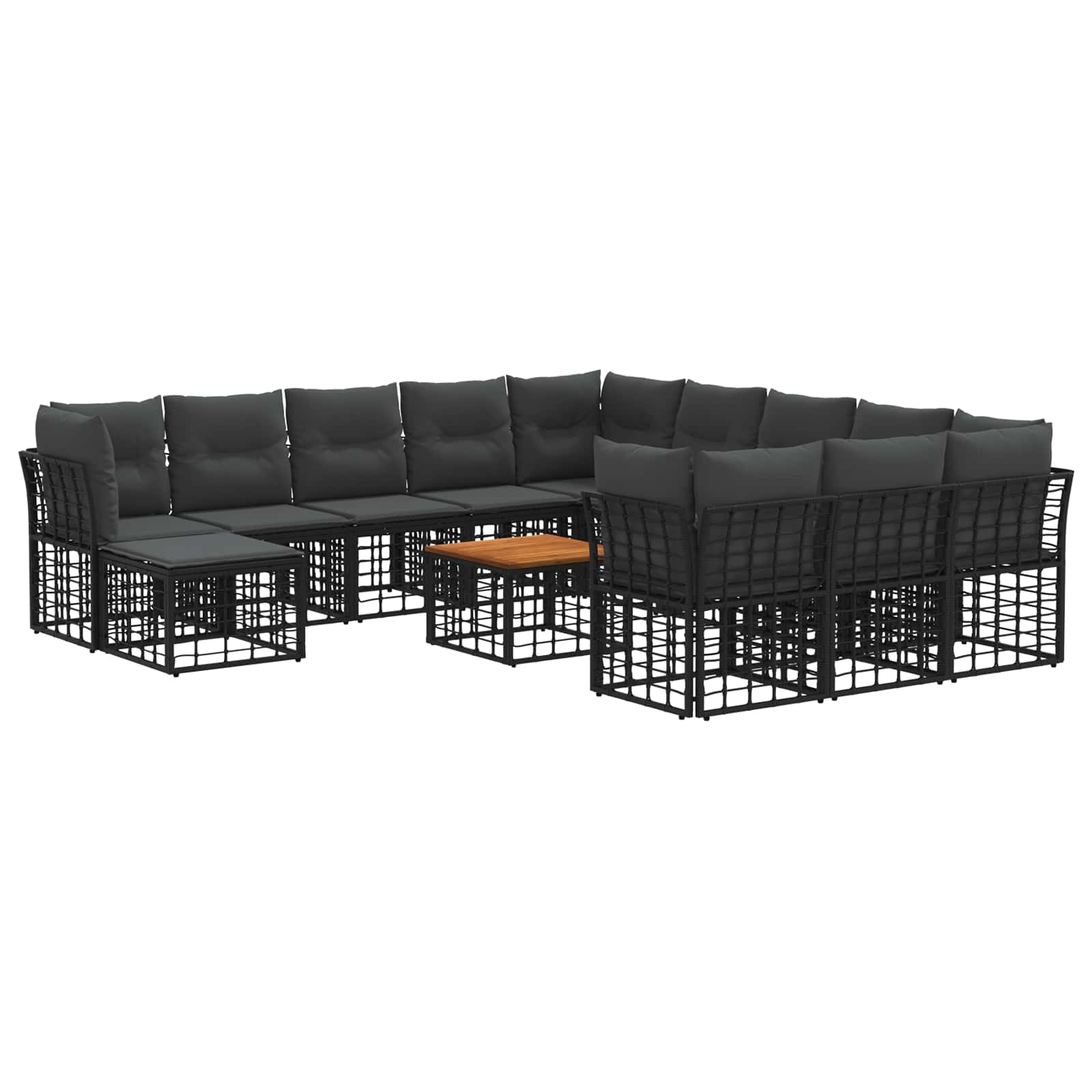 Set di divani da esterno 13 pcs Nero e Grigio scuro Poliestere | homemem39