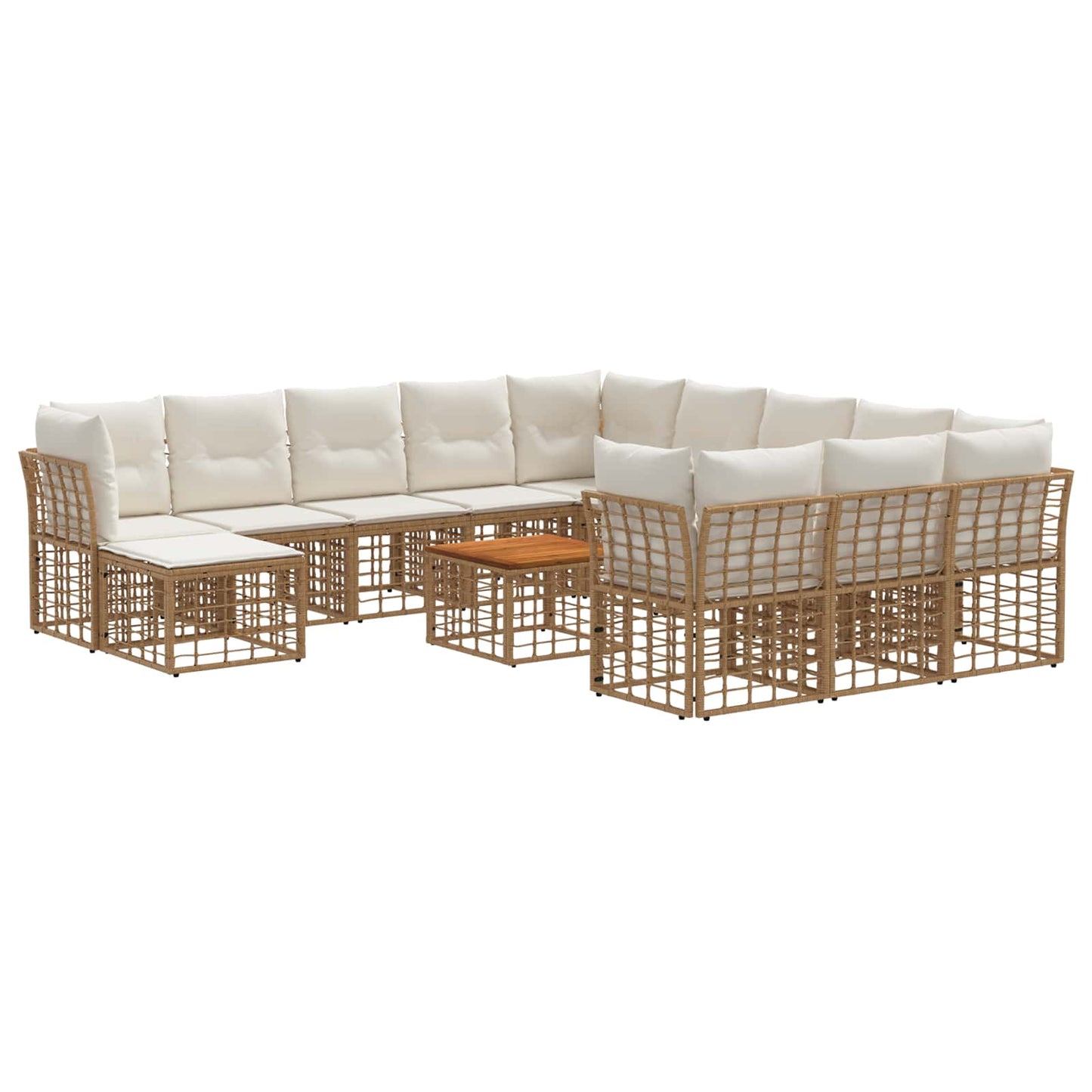 Set di divani da esterno 13 pcs Naturale e Bianco Crema | homemem39