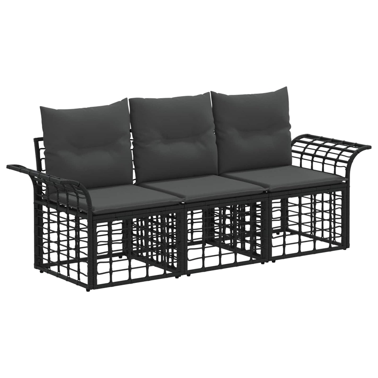 Set di divani da esterno 3 pcs Nero e Grigio scuro Poliestere | homemem39