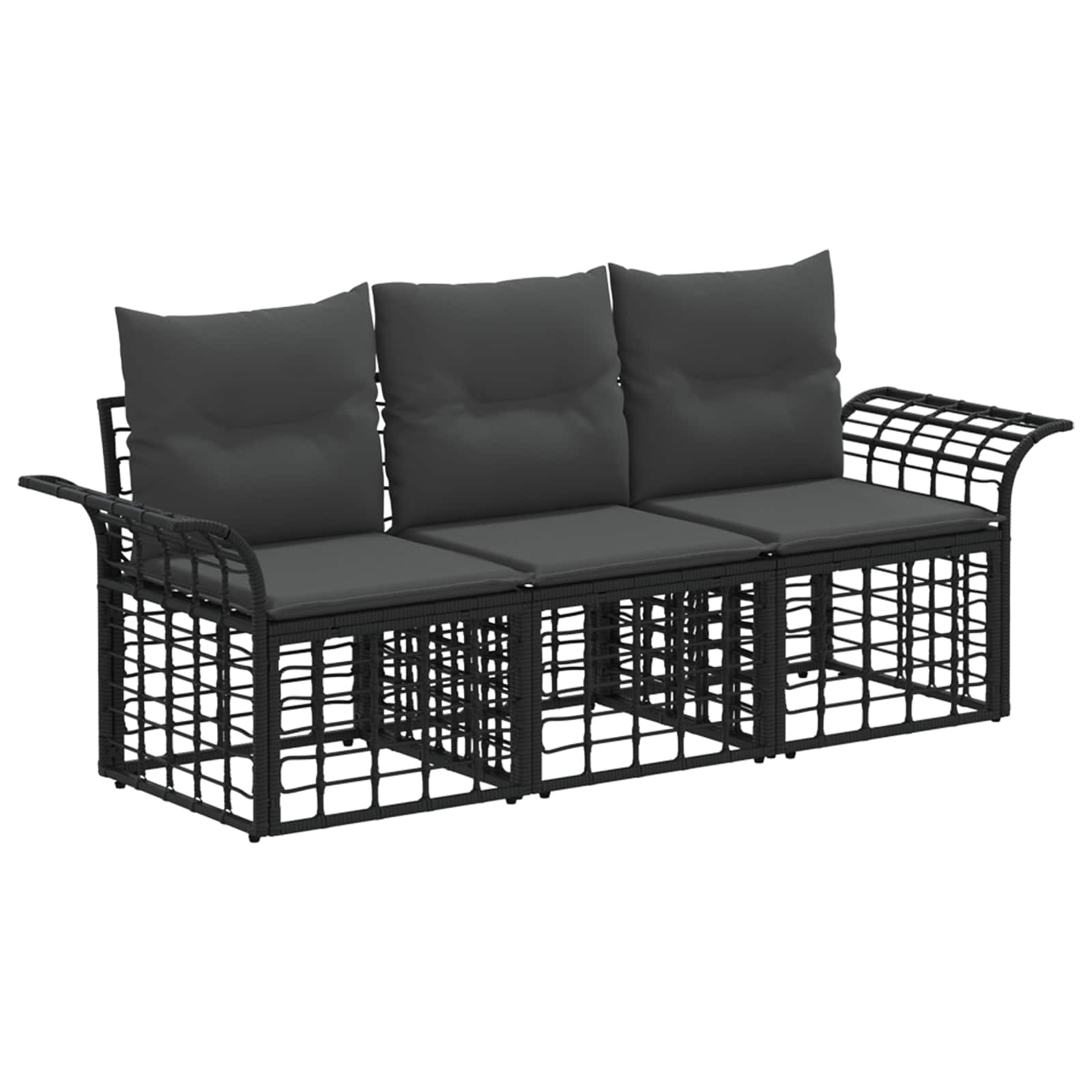 Set di divani da esterno 3 pcs Nero e Grigio scuro Poliestere | homemem39