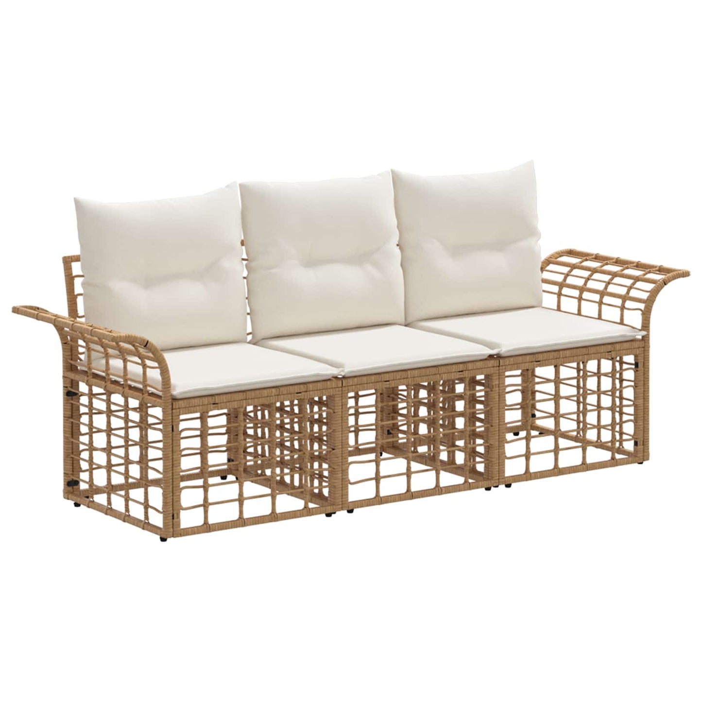 Set di divani da esterno 3 pcs Naturale e Bianco Crema | homemem39