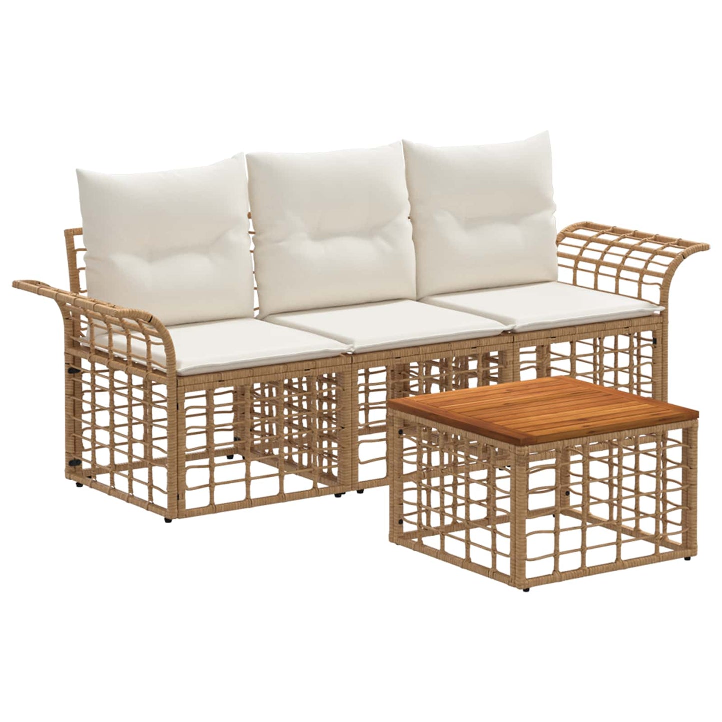 Set di divani da esterno 4 pcs Naturale e Bianco Crema | homemem39