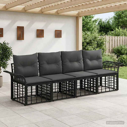 Set di divani da esterno 4 pcs Nero e Grigio scuro Poliestere | homemem39