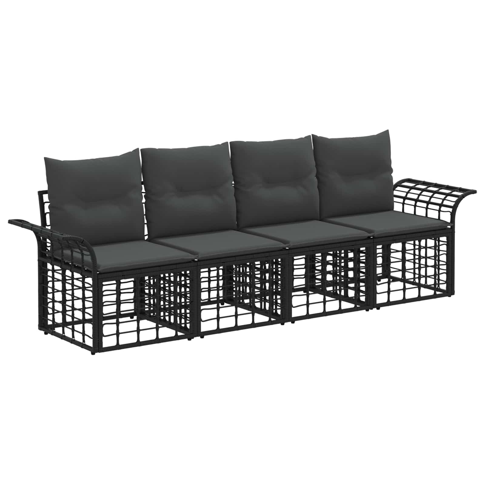 Set di divani da esterno 4 pcs Nero e Grigio scuro Poliestere | homemem39