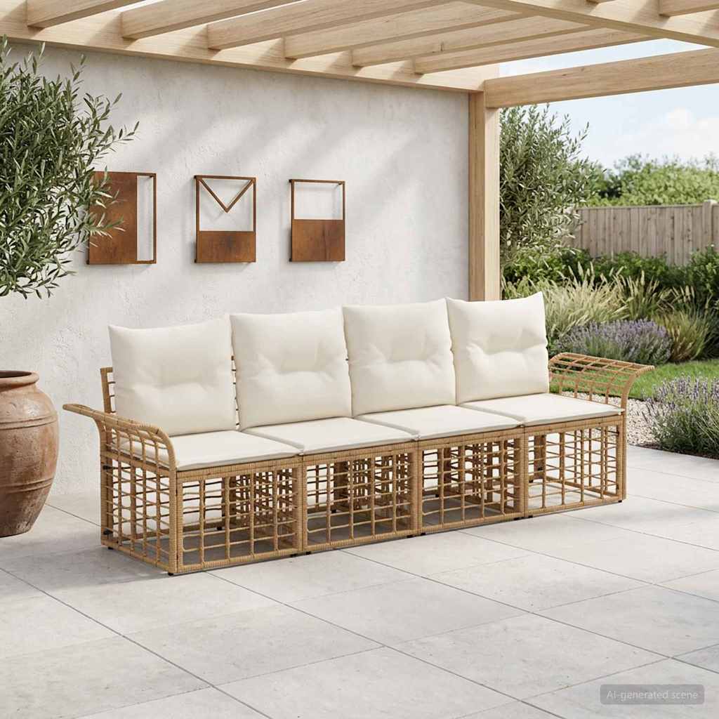 Set di divani da esterno 4 pcs Naturale e Bianco Crema | homemem39
