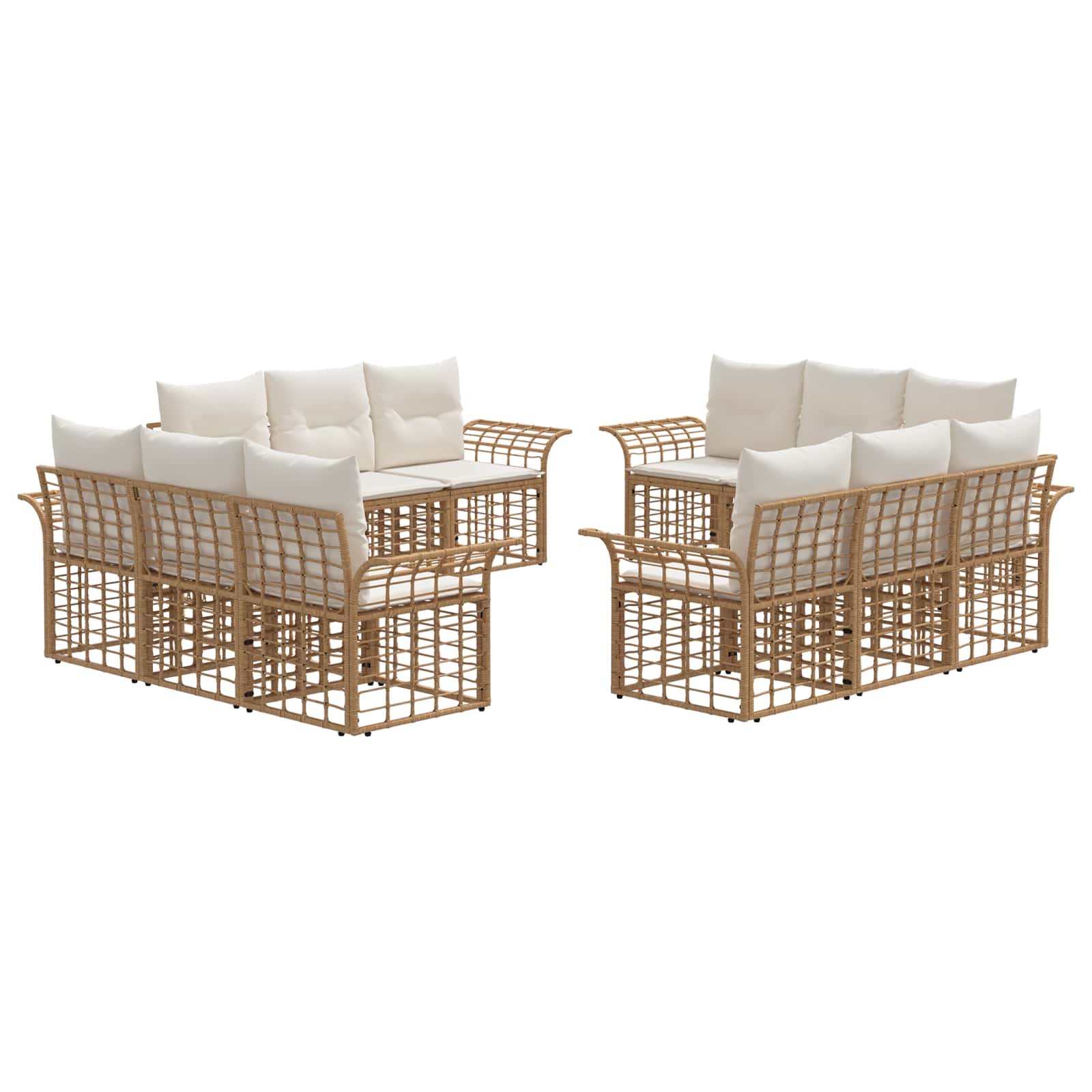 Set di divani da esterno 12 pcs Naturale e Bianco Crema | homemem39