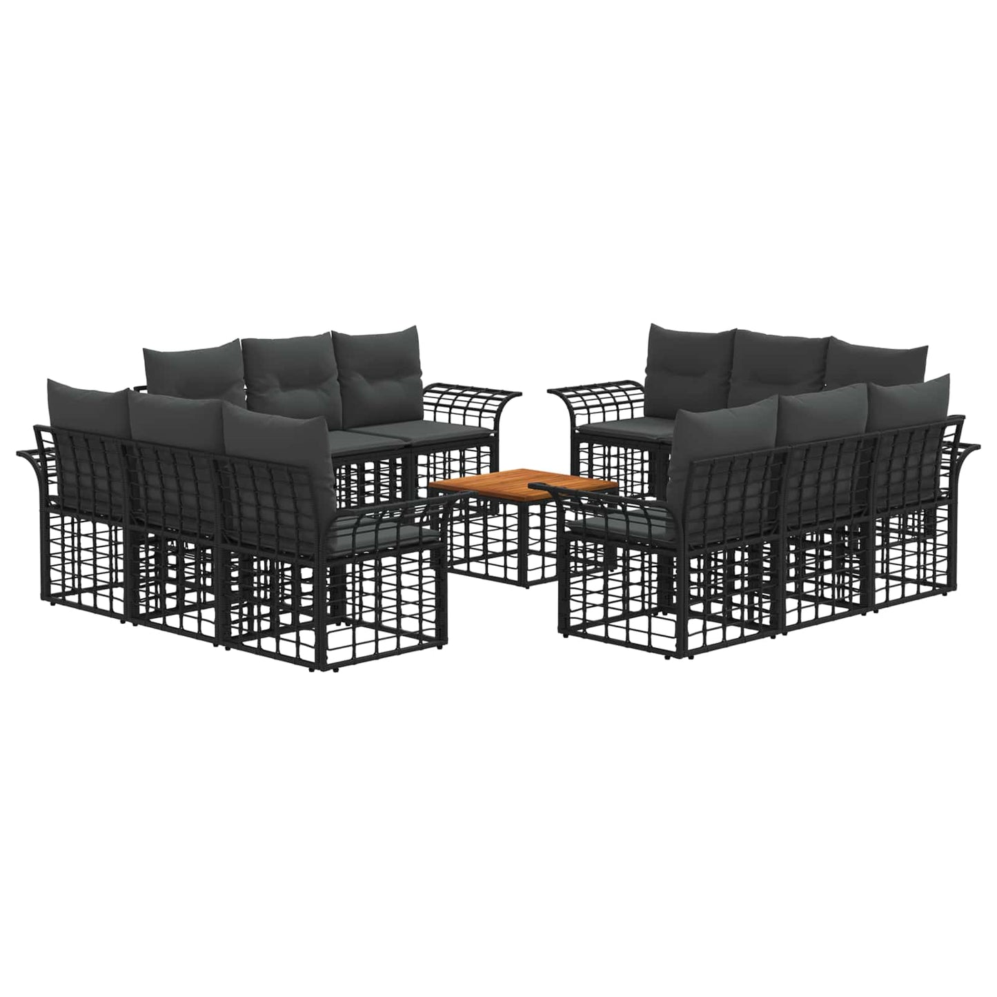 Set di divani da esterno 13 pcs Nero e Grigio scuro Poliestere | homemem39