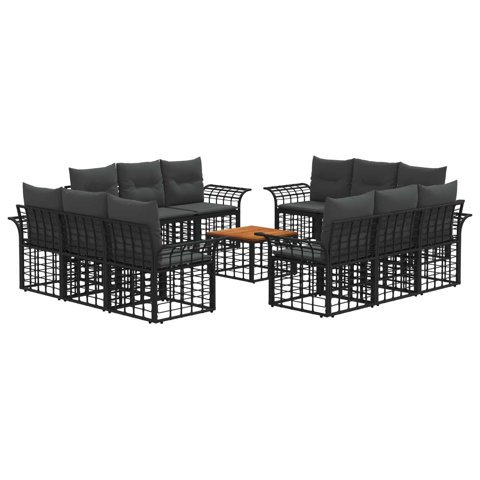 Set di divani da esterno 13 pcs Nero e Grigio scuro Poliestere | homemem39