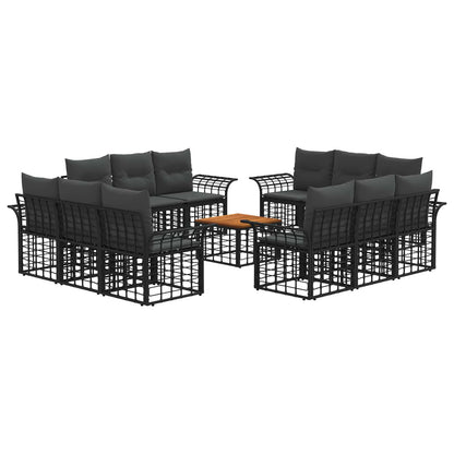 Set di divani da esterno 13 pcs Nero e Grigio scuro Poliestere | homemem39