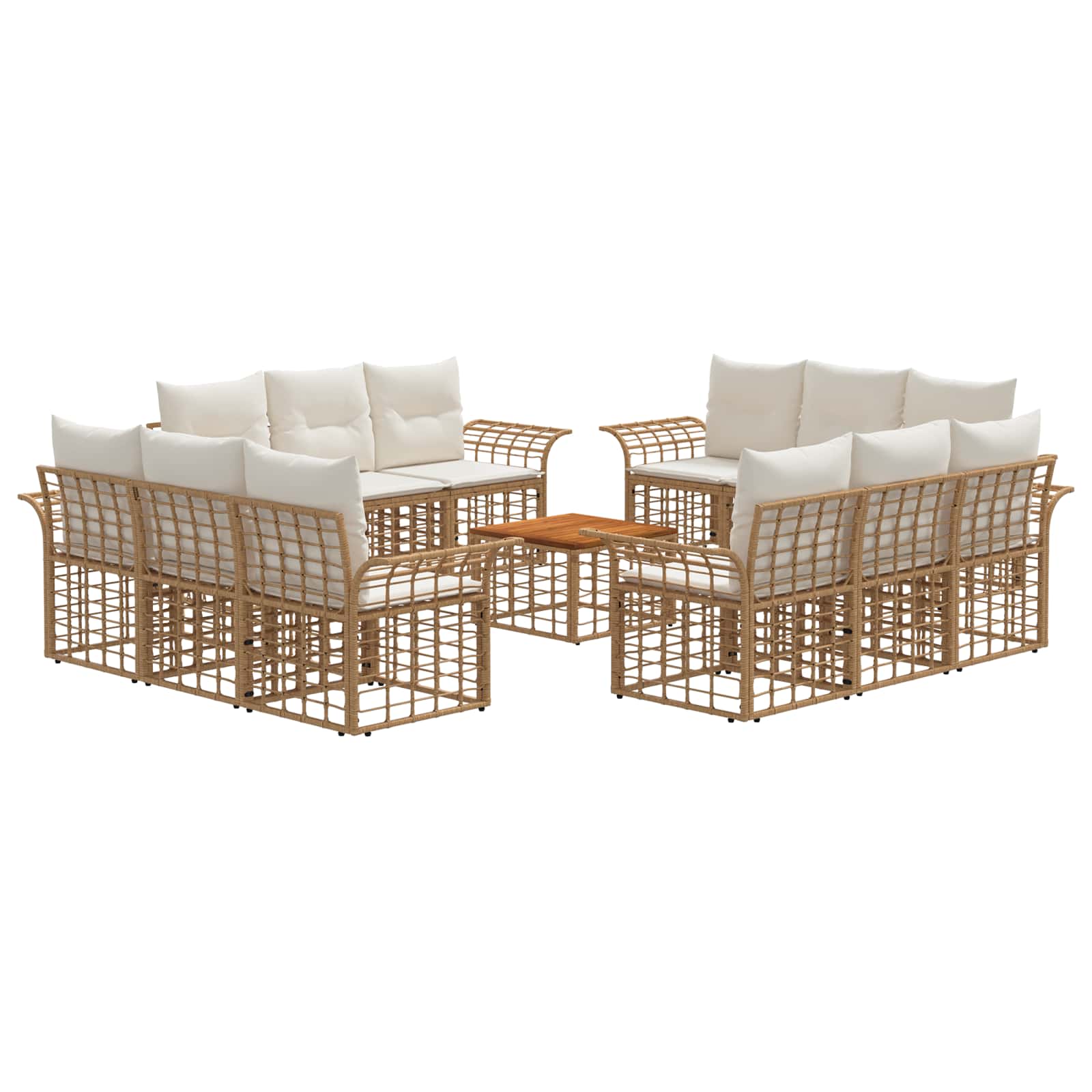 Set di divani da esterno 13 pcs Naturale e Bianco Crema | homemem39