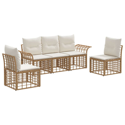 Set di divani da esterno 5 pcs Naturale e Bianco Crema | homemem39