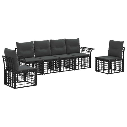 Set di divani da esterno 6 pcs Nero e Grigio scuro Poliestere | homemem39