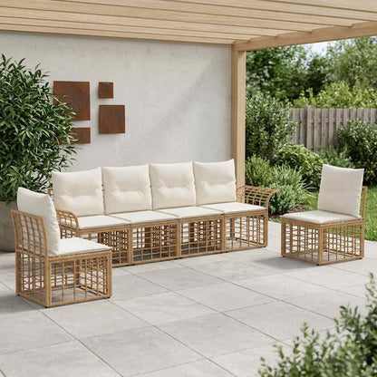Set di divani da esterno 6 pcs Naturale e Bianco Crema | homemem39