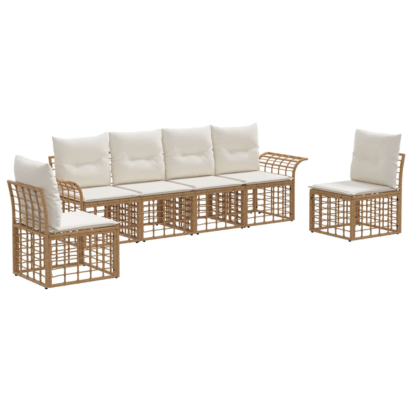 Set di divani da esterno 6 pcs Naturale e Bianco Crema | homemem39