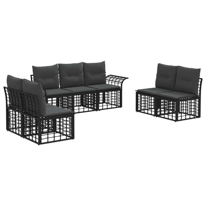 Set di divani da esterno 7 pcs Nero e Grigio scuro Poliestere | homemem39
