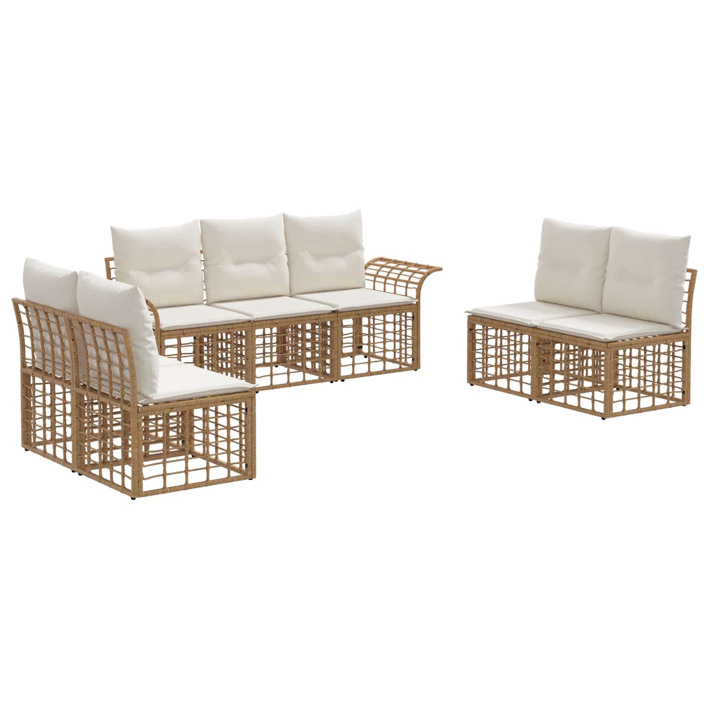 Set di divani da esterno 7 pcs Naturale e Bianco Crema | homemem39