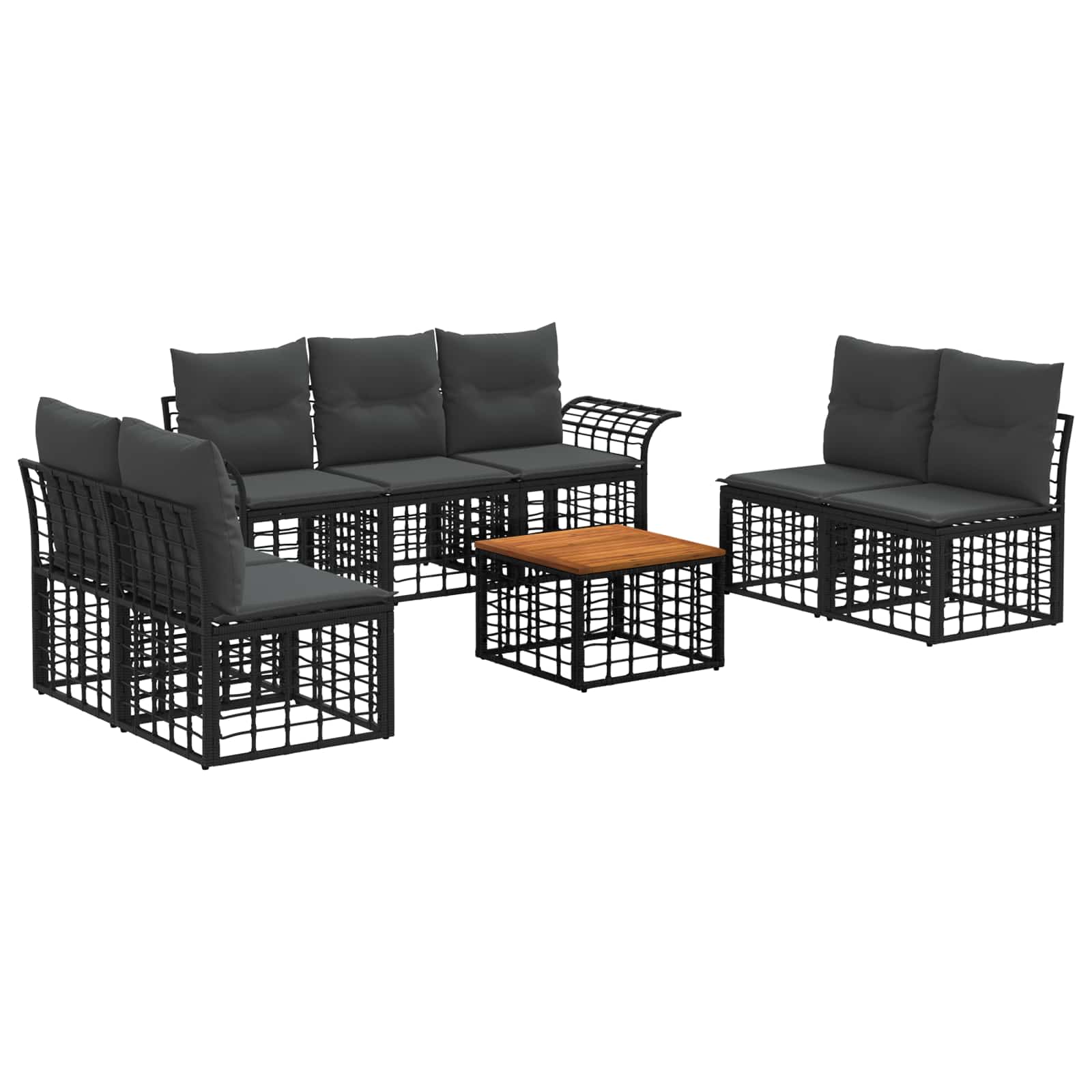 Set di divani da esterno 8 pcs Nero e Grigio scuro Poliestere | homemem39