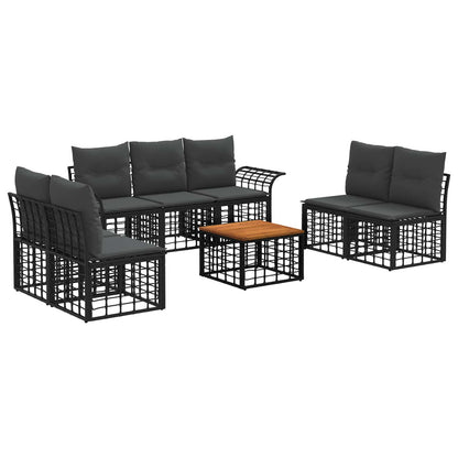 Set di divani da esterno 8 pcs Nero e Grigio scuro Poliestere | homemem39