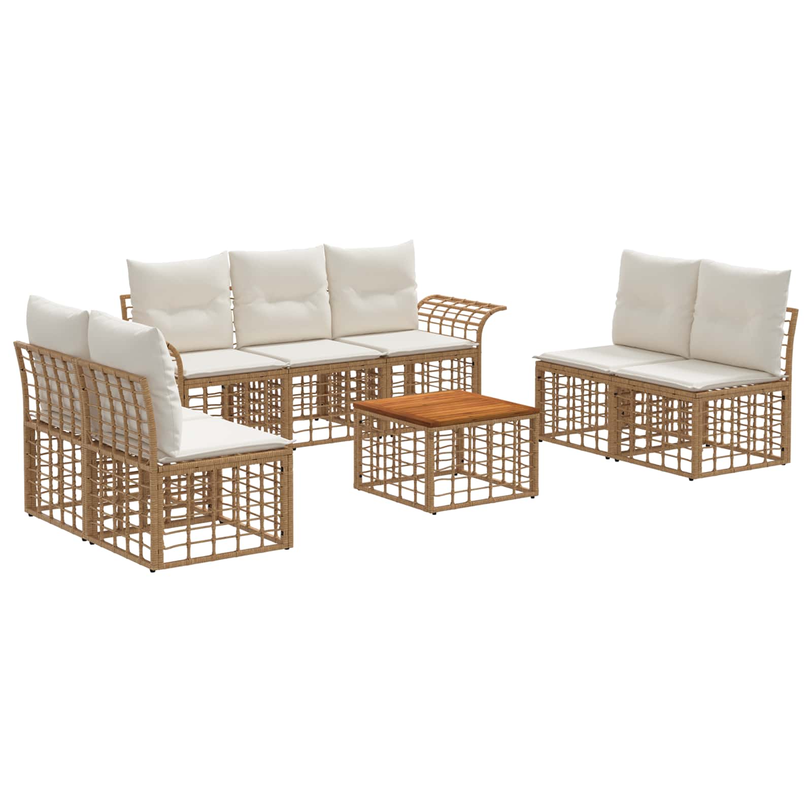 Set di divani da esterno 8 pcs Naturale e Bianco Crema | homemem39