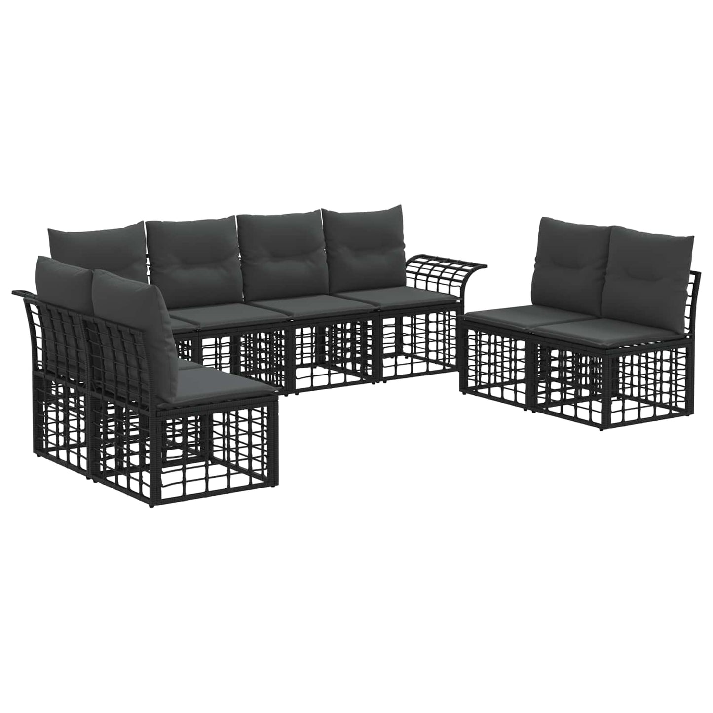 Set di divani da esterno 8 pcs Nero e Grigio scuro Poliestere | homemem39